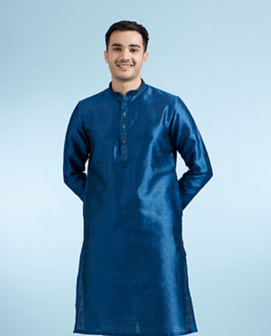 Diwas Men Teal Blue Kurta Pajama Set