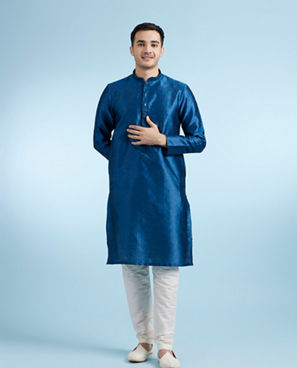Diwas Men Teal Blue Kurta Pajama Set