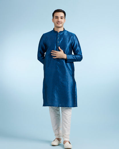 Diwas Men Teal Blue Kurta Pajama Set