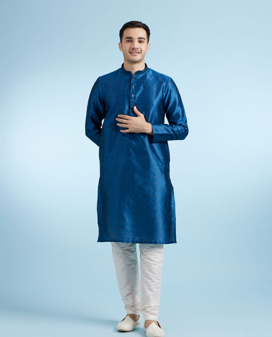 Diwas Men Teal Blue Kurta Pajama Set