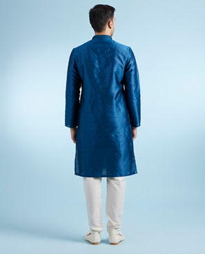 Diwas Men Teal Blue Kurta Pajama Set