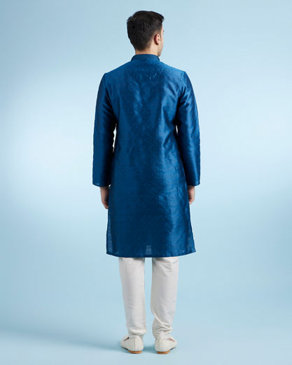 Diwas Men Teal Blue Kurta Pajama Set