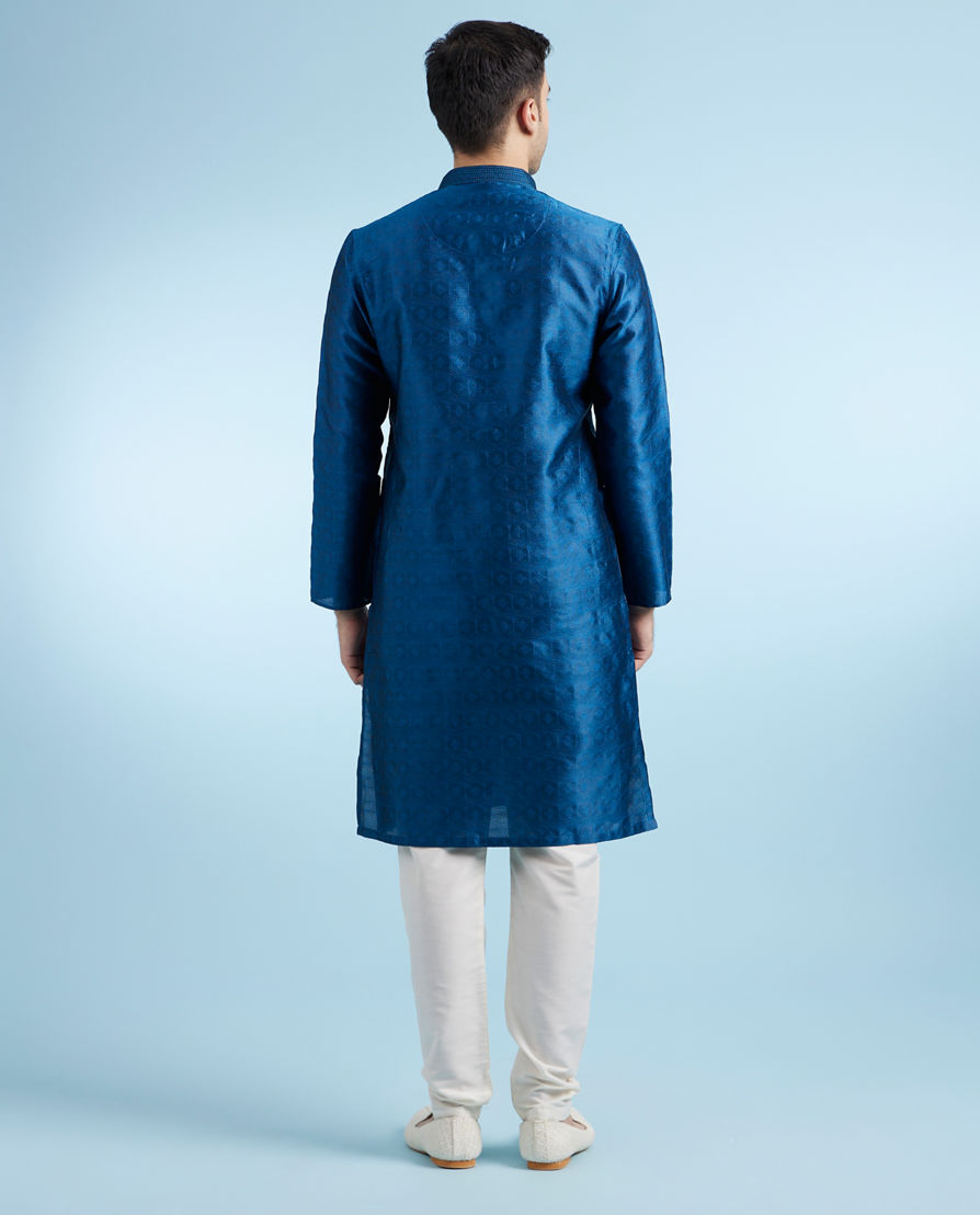 Diwas Men Teal Blue Kurta Pajama Set