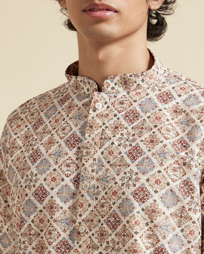 Diwas Men Beige Elegance Kurta Pajama