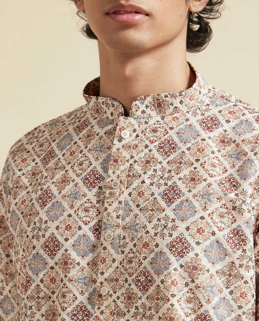 Diwas Men Beige Elegance Kurta Pajama