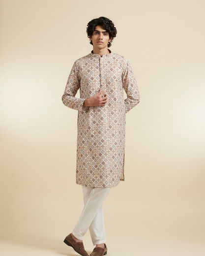 Diwas Men Beige Elegance Kurta Pajama