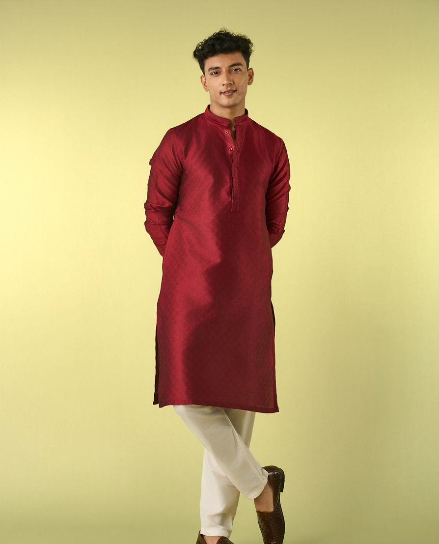 Diwas Men Maroon Majesty Kurta Pajama