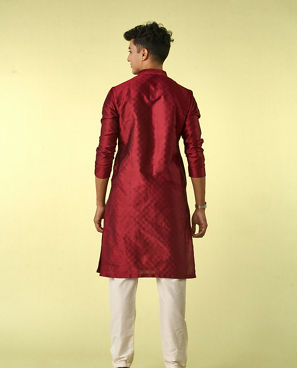 Diwas Men Maroon Majesty Kurta Pajama