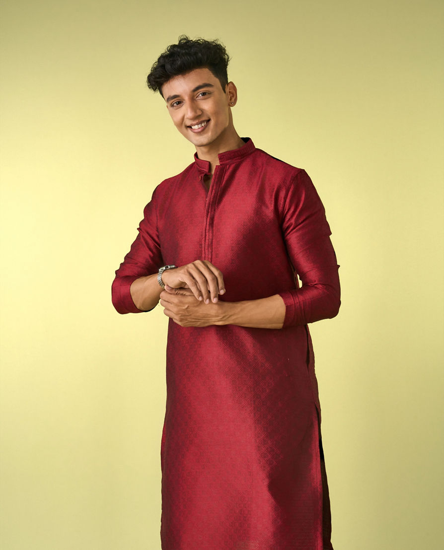 Diwas Men Maroon Majesty Kurta Pajama