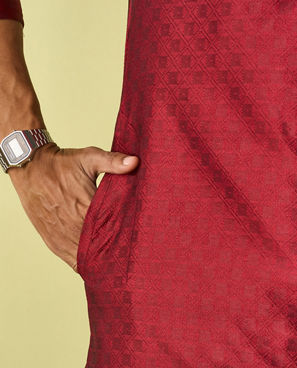 Diwas Men Maroon Majesty Kurta Pajama