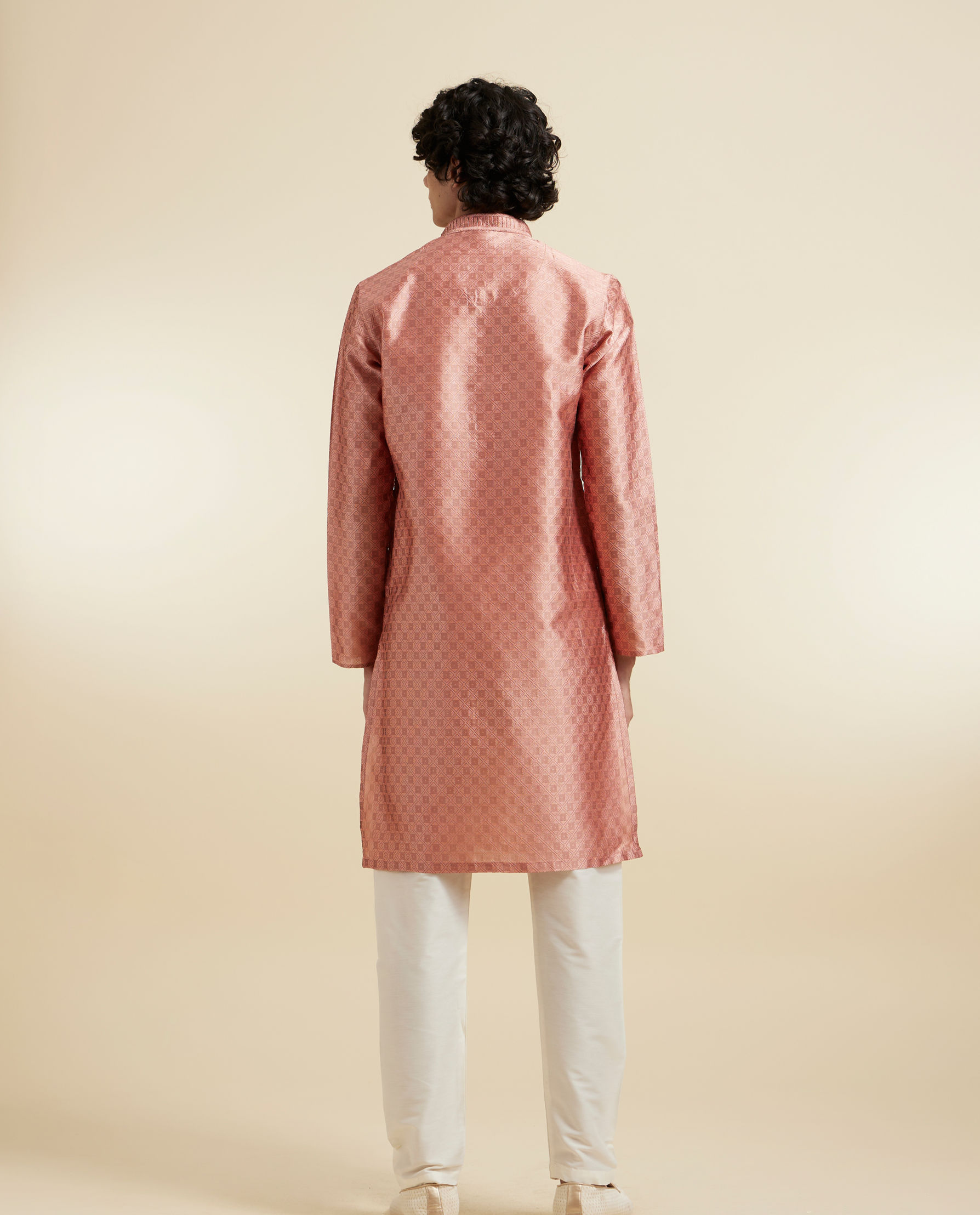 Diwas Men Peach Silk Splendour Kurta Pajama