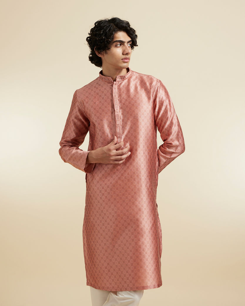 Diwas Men Peach Silk Splendour Kurta Pajama