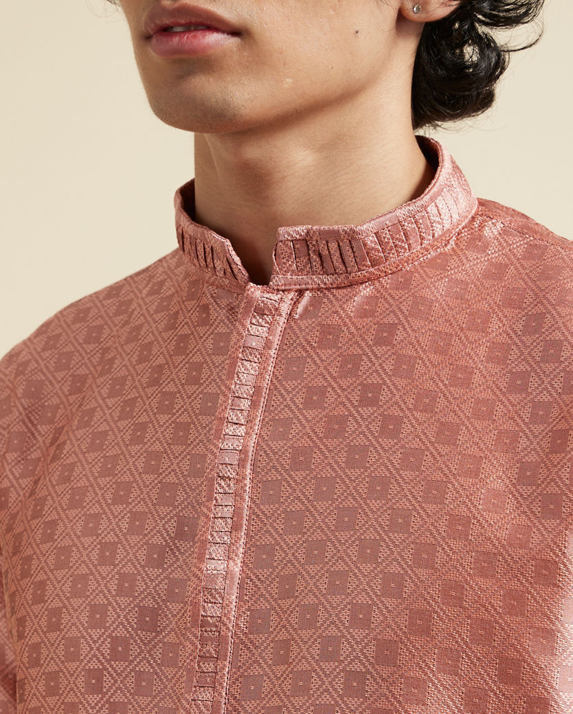 Diwas Men Peach Silk Splendour Kurta Pajama