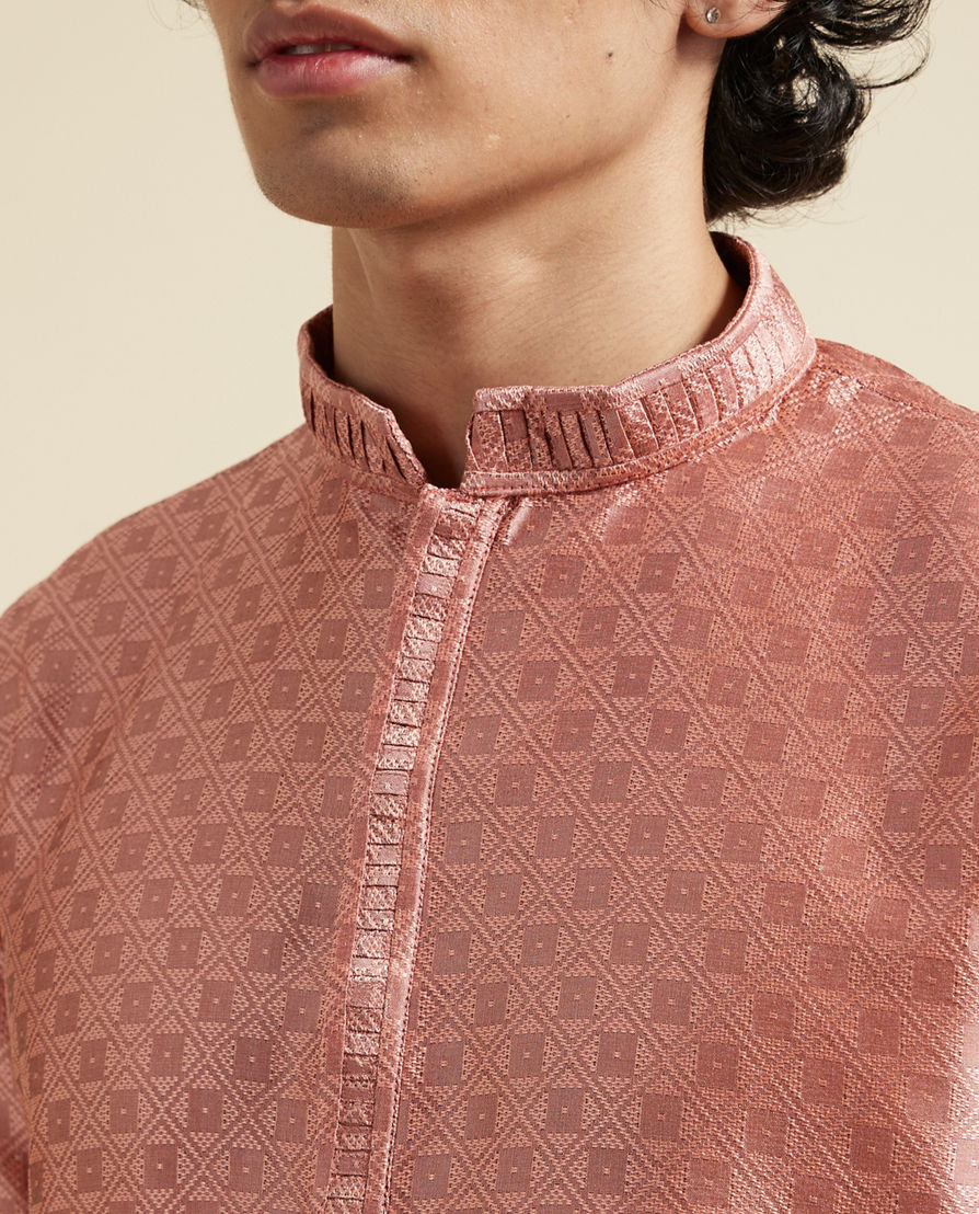 Diwas Men Peach Silk Splendour Kurta Pajama