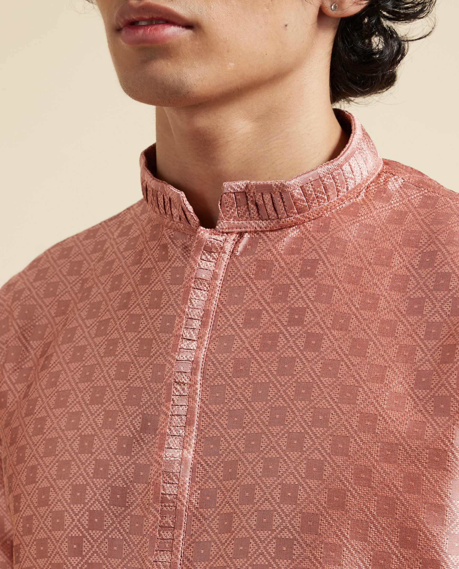 Diwas Men Peach Silk Splendour Kurta Pajama