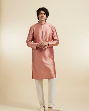 Diwas Men Peach Silk Splendour Kurta Pajama