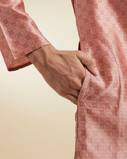 Diwas Men Peach Silk Splendour Kurta Pajama