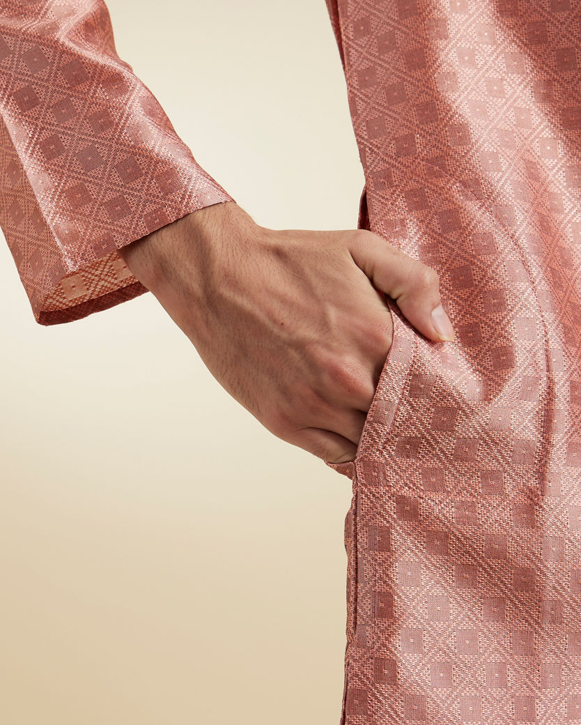Diwas Men Peach Silk Splendour Kurta Pajama