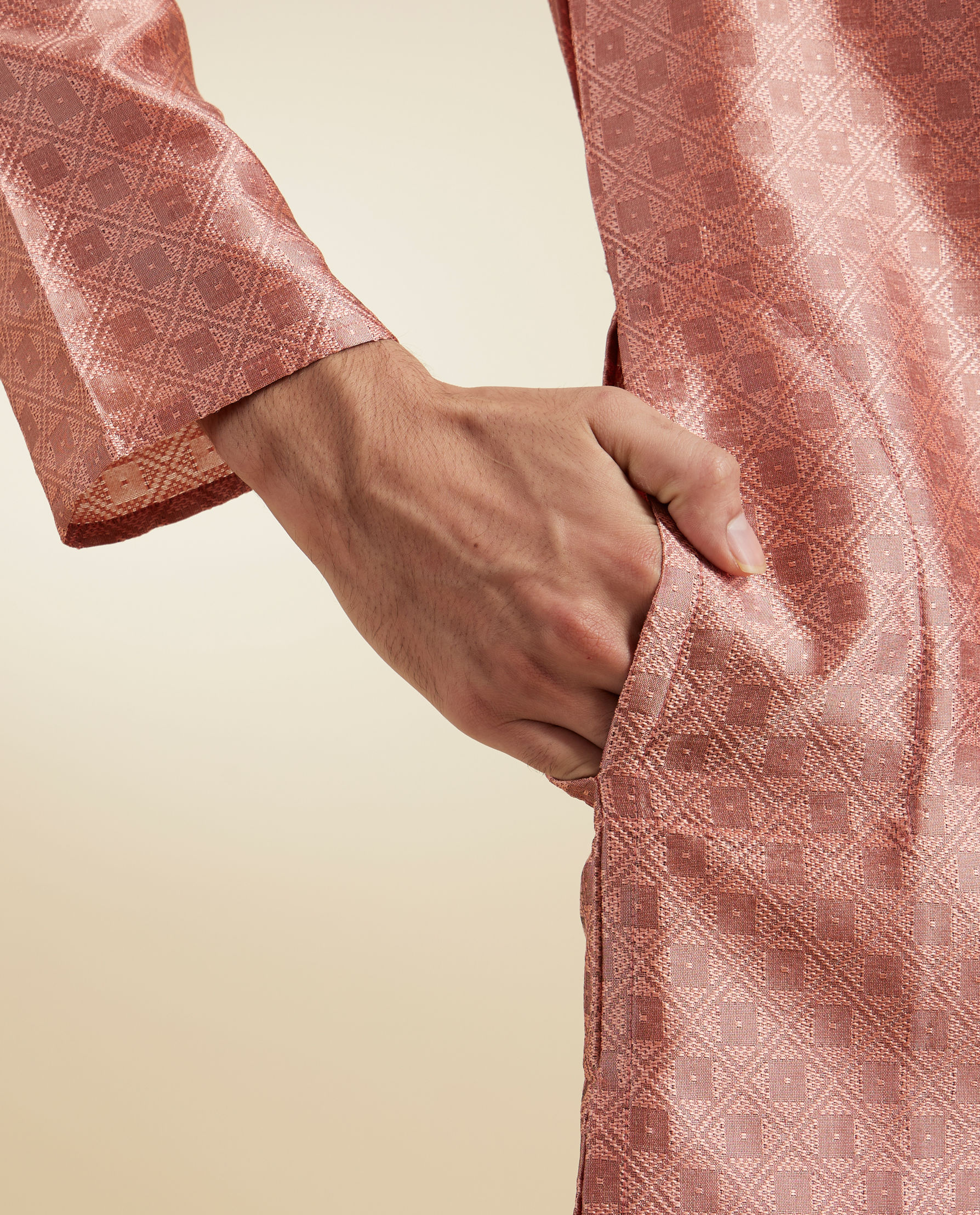 Diwas Men Peach Silk Splendour Kurta Pajama