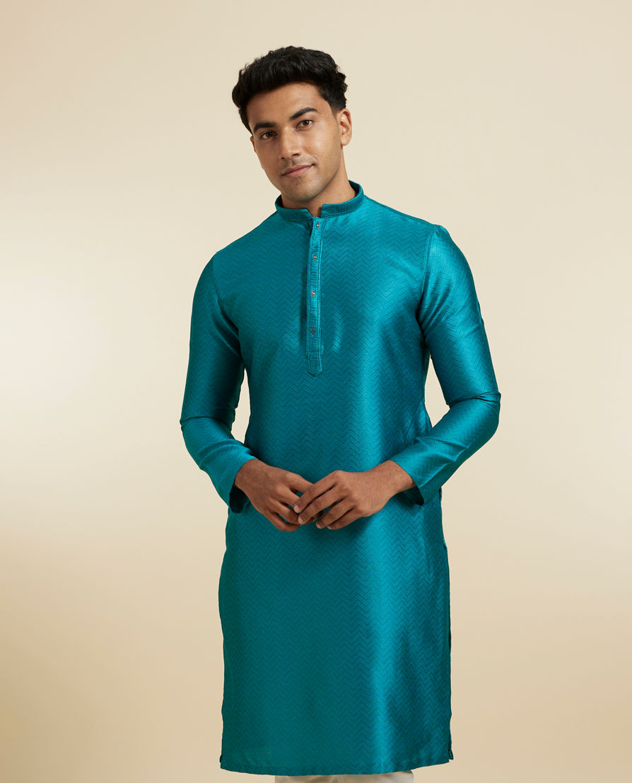 Diwas Men Festive Teal Green Kurta Pajama Set