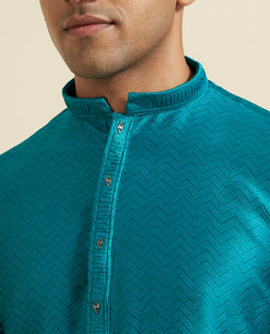Diwas Men Festive Teal Green Kurta Pajama Set