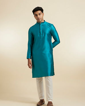 Diwas Men Festive Teal Green Kurta Pajama Set