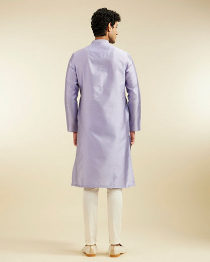 Diwas Men Soft Lilac Lattice Patterned Kurta Pajama with Sequin Work