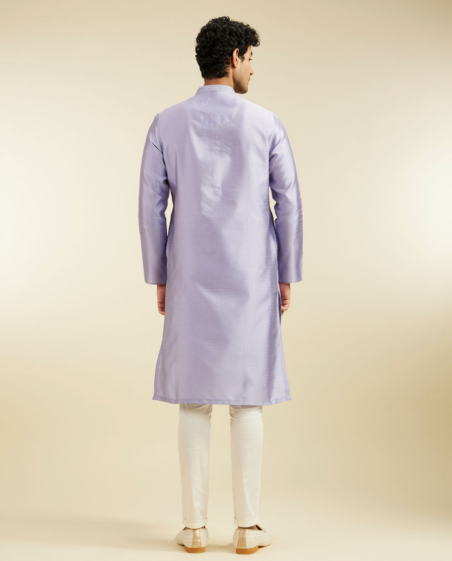 Diwas Men Soft Lilac Lattice Patterned Kurta Pajama with Sequin Work