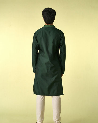 Diwas Men Dark Green Celebration Kurta Pajama
