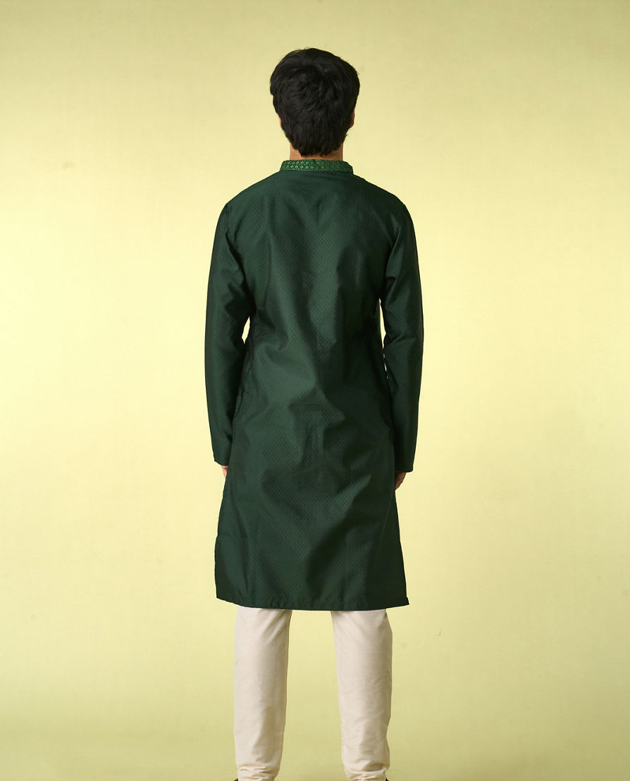 Diwas Men Dark Green Celebration Kurta Pajama