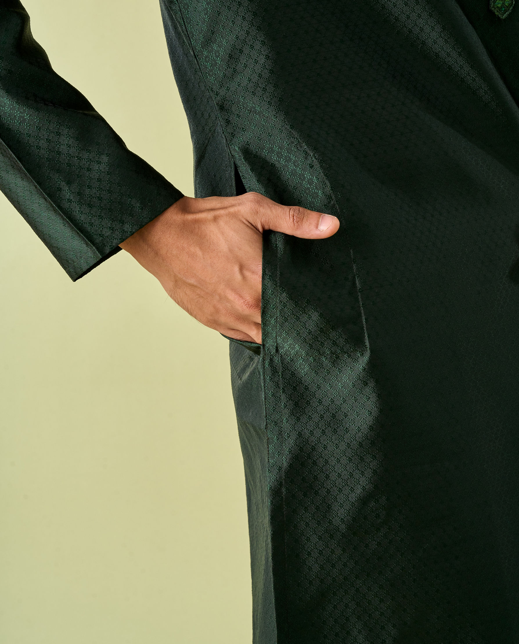 Diwas Men Dark Green Celebration Kurta Pajama