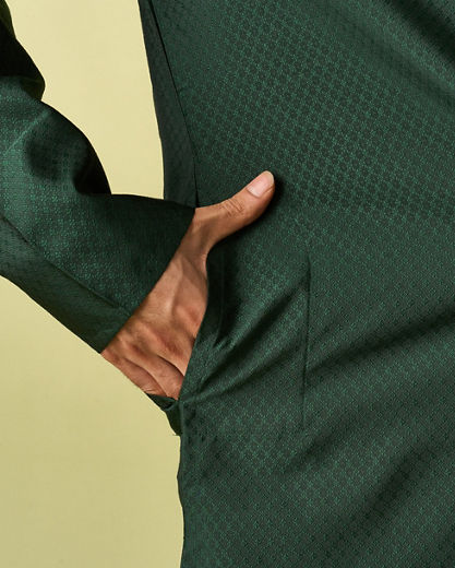 Diwas Men Dark Green Celebration Kurta Pajama