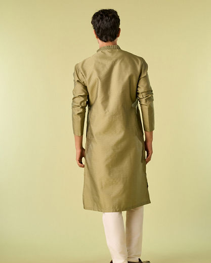 Diwas Men Verdant Olive Green Kurta Pajama