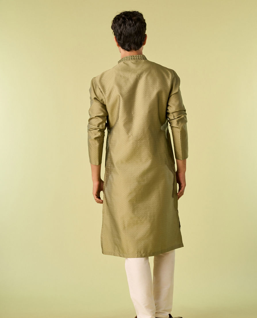 Diwas Men Verdant Olive Green Kurta Pajama