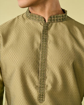 Diwas Men Verdant Olive Green Kurta Pajama