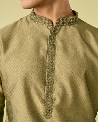 Diwas Men Verdant Olive Green Kurta Pajama