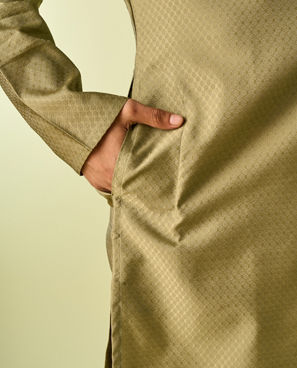 Diwas Men Verdant Olive Green Kurta Pajama
