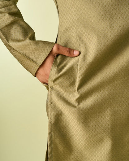 Diwas Men Verdant Olive Green Kurta Pajama