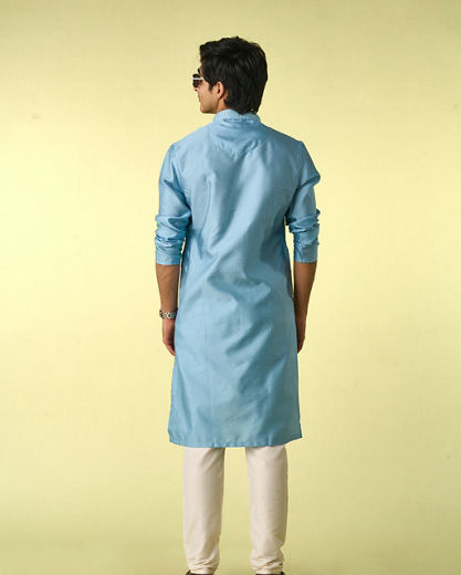 Diwas Men Greyish Blue Elegance Kurta Pajama