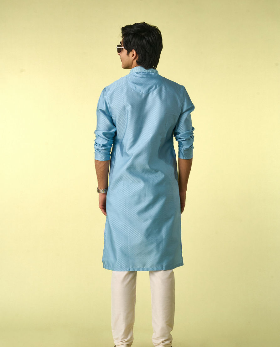 Diwas Men Greyish Blue Elegance Kurta Pajama