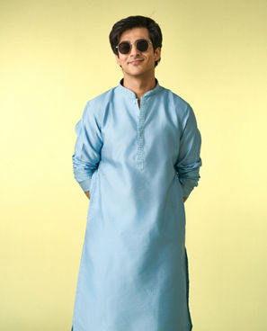 Diwas Men Greyish Blue Elegance Kurta Pajama