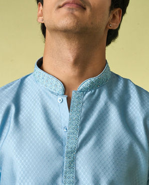 Diwas Men Greyish Blue Elegance Kurta Pajama