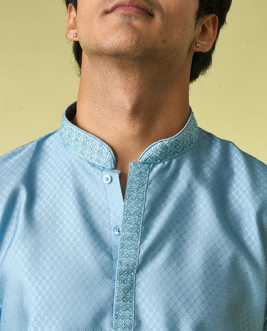 Diwas Men Greyish Blue Elegance Kurta Pajama
