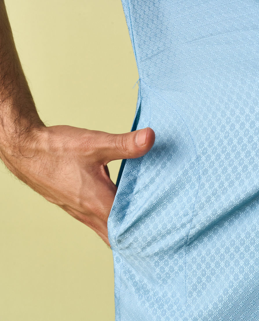 Diwas Men Greyish Blue Elegance Kurta Pajama