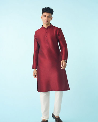 Diwas Men Maroon Fancy Kurta Pajama