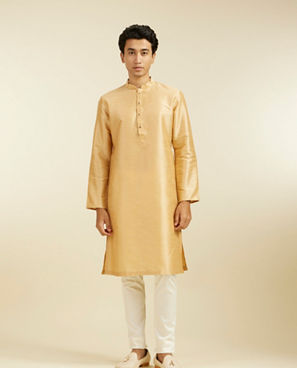 Diwas Men Light Fawn Plain Classic Kurta Pajama