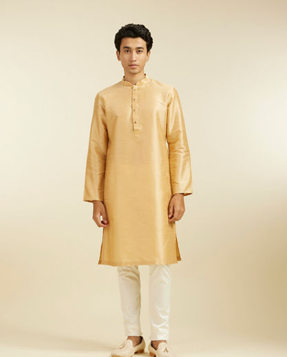 Diwas Men Light Fawn Plain Classic Kurta Pajama