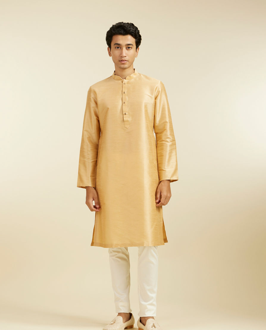 Diwas Men Light Fawn Plain Classic Kurta Pajama