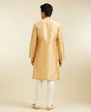 Diwas Men Light Fawn Plain Classic Kurta Pajama