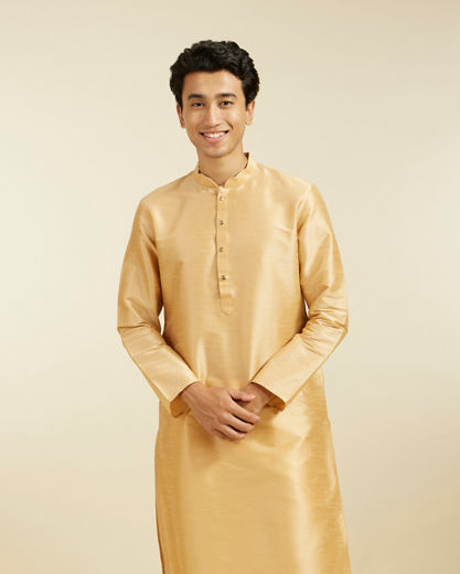 Diwas Men Light Fawn Plain Classic Kurta Pajama